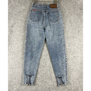 Vintage Jordache Jeans Womens 7 Acid Wash Tapered Bow Zipper USA Made 80s